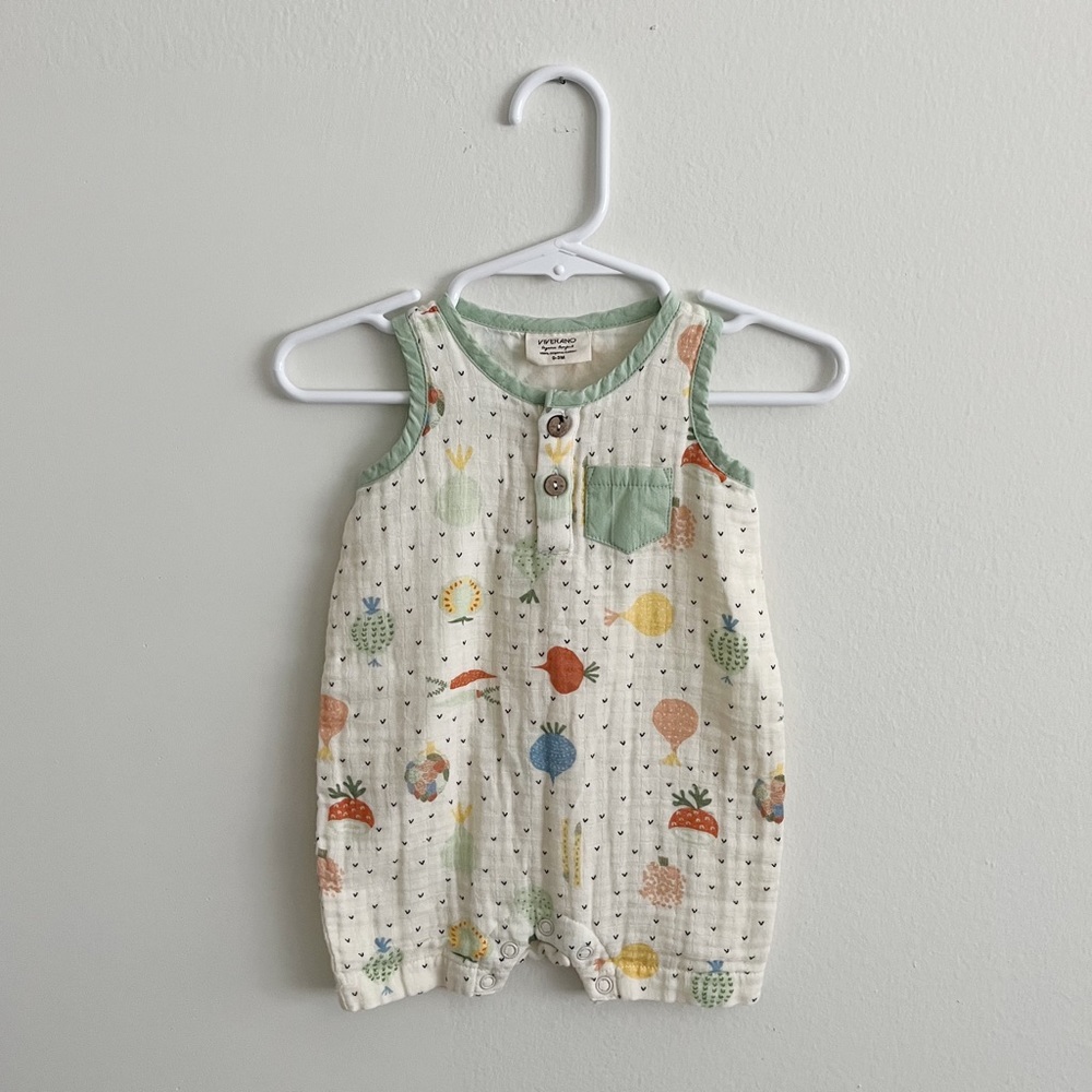 Viverano One Pieces | Veggie Salad Muslin Baby Romper | Size: 0-3 Months
